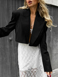 Vintage Black And White Striped Short Blazer 2025 Autumn Fashion New Cardigan 68HZ
