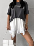 White Chiffon Lace Staggered Design Commuting Skirt 2025 Summer Fashion New Short Skirt 68HZ