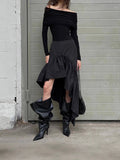 2025 Autumn Design High Waist-Claw Cascading Lotus Leaves On The Edge Of The Cotton Irregular Half-Dress Woman 68HZ