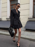 Black Small Suit Jacket 2025 Autumn And Winter New Design Lace Splicing Commuting Women's Long-Sleeved Top 68HZ