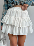 French Chiffon White High Waist A Folding Casual Skirt 2025 Autumn Fashion New Short Skirt 68HZ
