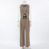 Casual Karma Fashion Temperament Feel Sleeveless Vest Trousers Set Spring And Summer With High Waist Two Sets Of Women 68HZ