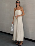 French Kaqi Cotton Thigh Braided High-Waisted Dress Open Back 2025 Summer New Long Dress Woman 68HZ