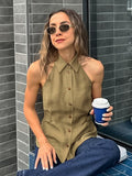 Summer Commuting Women's Sleeveless Clame Hanging Neck Sling Wearing A New Simple Body-Repair On The Back 68HZ