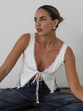 Spring And Summer Fashion Pure Cotton Cardigan With Lace Sleeveless Tops New Simple Vest Women's Clothing 68HZ