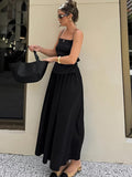 Black Cotton Sleeveless Sling Dress Suit 2025 Spring And Summer Fashion New Two-Piece Women 68HZ