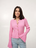 Spring And Autumn 2025 Retro Cardigan Horn Sleeves Waist Sweater Senior Sense Thin Short Knitted Shirt 68HZ