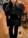 Autumn And Winter Commuter Women's Small Fragrant Coat High Sense Of Light Luxury Retro Black Fashion Repair Body Clothes 68HZ