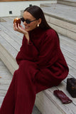 Autumn And Winter New Knitwear Set Of Femininity Gentle Wind Showing Thin Vertical Sweater Broad Leg Pants Two Sets Of Winter 68HZ