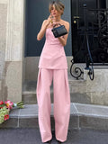 Sino-Chinese Minimalist Wind Tight Loose Suit Women 2025 New Beauty Back Braided Broad Leg Pants Two Sets 68HZ