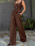 Summer New Cotton Collar Sleeveless Top Trousers Set 2025 Casual Two-Piece Women 68HZ