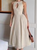 Summer Fashion New Karma Round-Neck Cotton Waist Dress 2025 Mid-Long Dress 68HZ