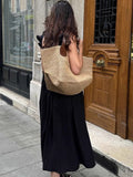Black Cotton Flying Flying Sleeve Chicken Heart Collar A Casual Dress 2025 Spring And Summer Fashion New Long Dress Woman 68HZ