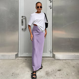 Spring 2025 Women's Imitation Acetate-Colored Black Dress Women's French Commuting Faesce Color Skirt 68HZ