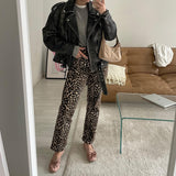 2025 New Cotton Sexy Leopard Embossed Pendant Pencil Trousers Fashion Women's Casual Pants 68HZ
