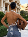 New Sexy Bare Back Hanging Neck With Sleeveless Vest Tops Fashion Pure Color Simple Women's Clothing 68HZ