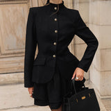 Autumn And Winter Retro Temperament With Small Suit Top Fashion Short Skirt Two Sets Of Women's Commuting Suit 68HZ