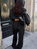2025 Commuter Suit Women Two Sets Of Retro Collar Two Buckle Loose Umbilled Short Coat Suit Suit 68HZ