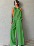 Ucka-Colored Cotton Tampons With Sleeveless Neck Vest Broad-Footed Trousers Set 2025 Spring And Summer Fashion New 68HZ