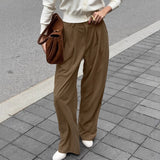 Autumn Languid Suit Version Of Loose Feeling Wearing Ice Silk High Waist Thin Leg Pants Women Pressured Folding Casual Pants 68HZ