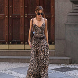 Summer New Sexy Leopard Tard Babes Sling Open Fork Dress Fashion Loose Shoulder Dress 68HZ