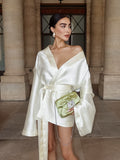Spring Sexy Loose Banded Long-Sleeved Dress Fashion Cloves With Ribbon-Singed Dress Skirt Skirt Skirt Women's Dress 68HZ