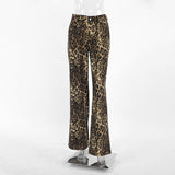 2025 Summer Retro Street Style Loose Low-Rise Leopard Trousers With Pure Cotton Wide-Footed Trousers Casual Trousers Women 68HZ