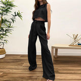 2025 Summer New Solid Sleeveless Vest Top Trousers Fashion Women's Two Sets Of Cotton Sets 68HZ