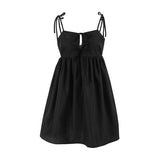 2025 Spring And Summer Sexy Design Black Slings Open Shoulder Loose Square Collar Dress Classic Evening Dress Woman 68HZ