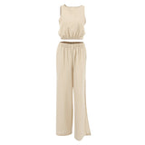 Cotton Sleeveless Vest Open-Footed Trouser Trousers Set 2025 Spring And Summer Casual Fashion Two Sets Of Women's Clothing 68HZ
