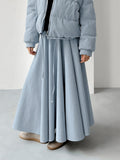 2025 Spring And Summer High Temperament Blue High-Waisted Cotton Dress New Fashion Long Dress 68HZ