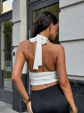 Knitted Casual Hottie Temperament Hanging Neck Small Vest Fashion Summer Sexy Umbilly Repair Body Short Top 68HZ