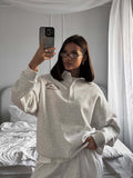 Spring Collar Half-Button Jacket Women 2025 New Loose Lazy Letter Print Long-Sleeved Top 68HZ