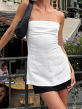 White Cotton Tector-Bosing Waist-Opened Vest 2025 Summer Fashion New Top 68HZ