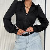 2025 French Body-Repair Cotton Short Temperament Long-Sleeved Shirt Autumn Fashion New Women's Top 68HZ