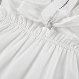 White French Cotton Foam Sleeve V Tie Dress 2025 Summer Fashion New Short Dress 68HZ