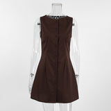 Autumn New Cotton Sleeveless Vest Skirt High-End Temperament Elegant Body Dress A-Sword Skirt 68HZ