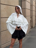 Casual Lotus Leaf Side Small Tie With French White Shirt 2025 Autumn Design Casual Loose Chiffon Shirt 68HZ