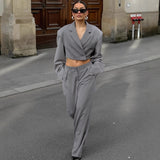 2025 Commuter Suit Women Two Sets Of Retro Collar Two Buckle Loose Umbilled Short Coat Suit Suit 68HZ