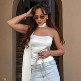 New Fashion Commute White Chest-Wearing With Summer Color High-End Temperament Women's Clothing 68HZ