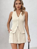Cotton Commuting Style Casual Sleeveless Vest Shorts Set Summer Fashion Kaqi Women's Two-Set 68HZ