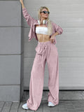 Velvet Collar Long-Sleeved Trousers Loose-Fitting Suit 2025 Autumn And Winter Fashion New Two-Piece Set 68HZ