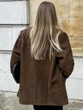 Brown Frosted Velvet Retro Collar Loose Velvet Jacket 2025 Autumn And Winter Maillard New Suit Woman 68HZ