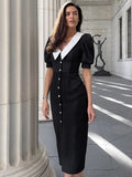 French V-Neck Bubble Sleeve Elegance Elegance Dress 2025 Summer Fashion New Women's Dress 68HZ