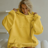 Autumn And Winter New Yellow Dopamine Sweet Wind Thick And Loose Long-Sleeved Rope Hooded Hoodie Woman 68HZ