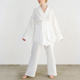 2025 French Loose Double-Layered Gauze Shirt Trousers Two Sets Of Women's Cotton Casual Fashion Suit Women 68HZ