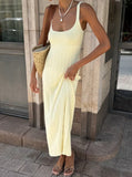 2025 New Holiday Wind U Tie Dress Women's Beach Sexy Long Dress Knitted Pit Long Dress Summer 68HZ