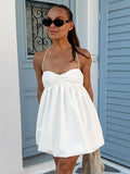 Spring And Summer Casual White Sling V-Neck Fashion Dress Body Commuting Short Dress Girl 68HZ