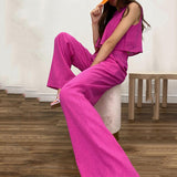 2025 Summer New Solid Sleeveless Vest Top Trousers Fashion Women's Two Sets Of Cotton Sets 68HZ