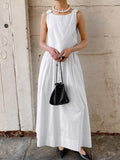 Spring/Summer 2025 White Cotton Sling Round Collar Short Blouse Loose Skirt Set Stylish Comfortable Commuter Women's Clothing 68HZ